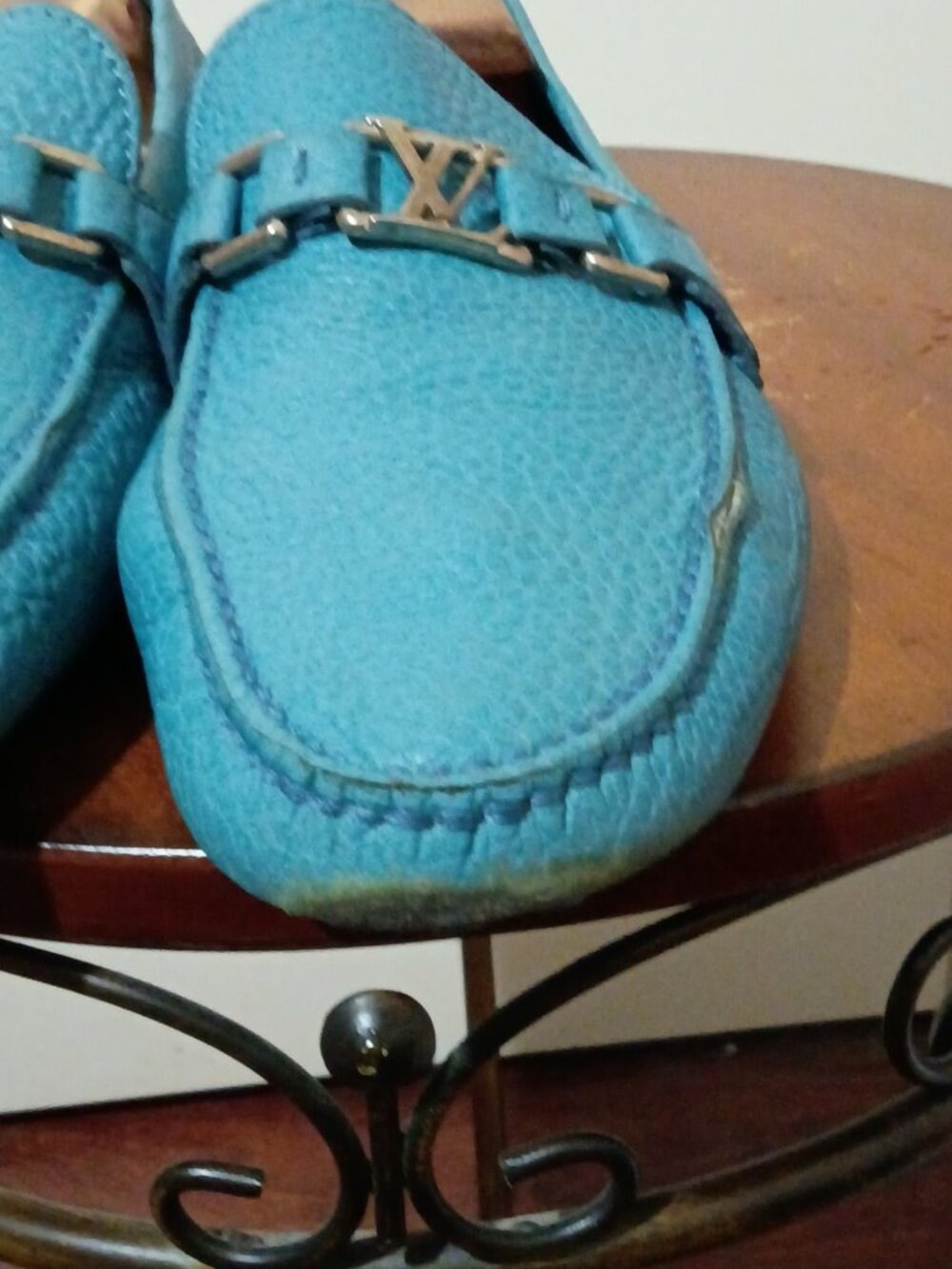Men's Louis Vuitton Blue Monte Carlo Driving Loafers Shoes Sz 8.5 Good Condition - Picture 2 of 16